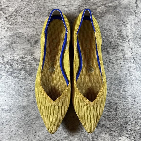 Rothy’s The Point Authentic Ballet Flats Marigold Yellow Knit Flats Size 8.5 - Picture 7 of 9